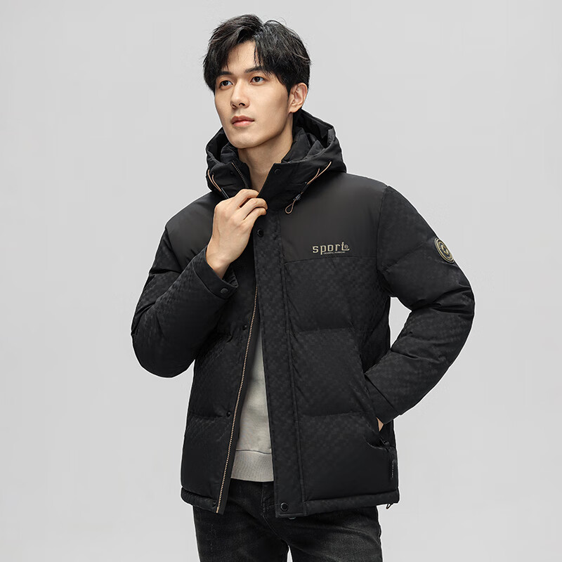 THE URBAN NICE官方品牌连帽羽绒服男冬季新款休闲商务加厚保暖90%白鸭绒面包服 奢华黑【新国标90%白鸭绒】-迷彩款 -官方正品 4XL 码【体重 建议175-190斤】