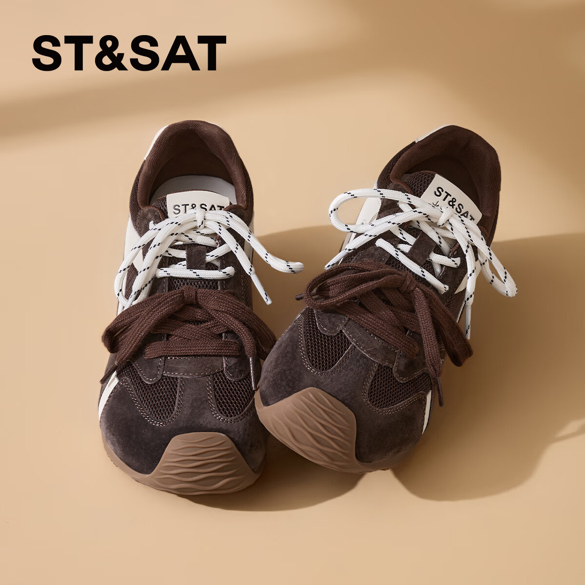 星期六咖色德训鞋女款2025新款秋季鞋子内增高运动女鞋复古阿甘运动鞋 深咖色 36