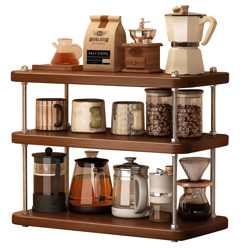 瑶颖置物架杯架中古风桌面收纳架子厨房客厅夹缝收纳层架YZ13三层30cm