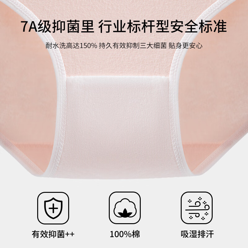 都市丽人女士内裤女全纯棉A类抗菌女士内裤无痕内裤女生三角裤头少女裤衩 奶咖+绿色+蓝色 均码 （建议70-115斤）