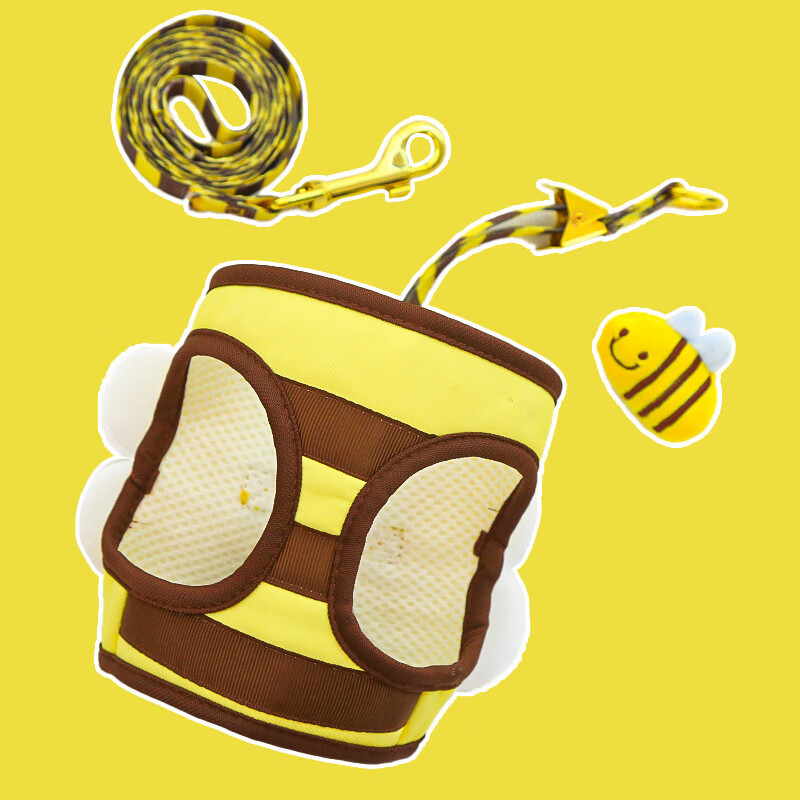 温诗欧小蜜蜂猫咪狗狗胸背带宠物胸背带用品户外遛牵引绳英短矮脚脚布偶 475蜜蜂胸背带(带绳子) (胸围40-50cm 14-20斤)