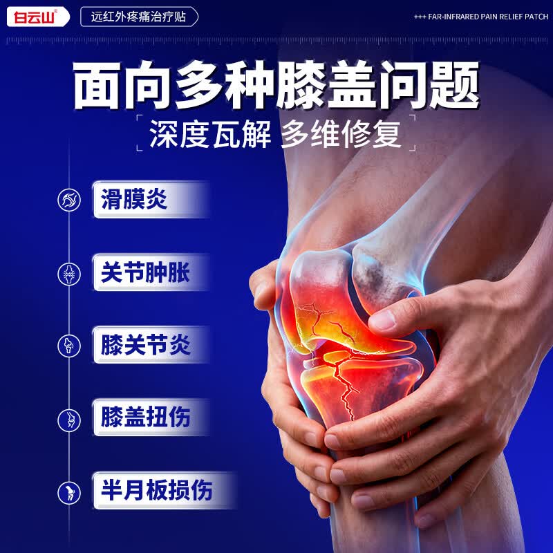 白云山膝盖贴疼痛专用膏贴远红外治疗贴膝盖积液关节炎滑膜炎膝盖热敷贴 【3盒 周期装】重度膝盖疼痛专用 膝盖疼痛专用贴&多地物流次日送达