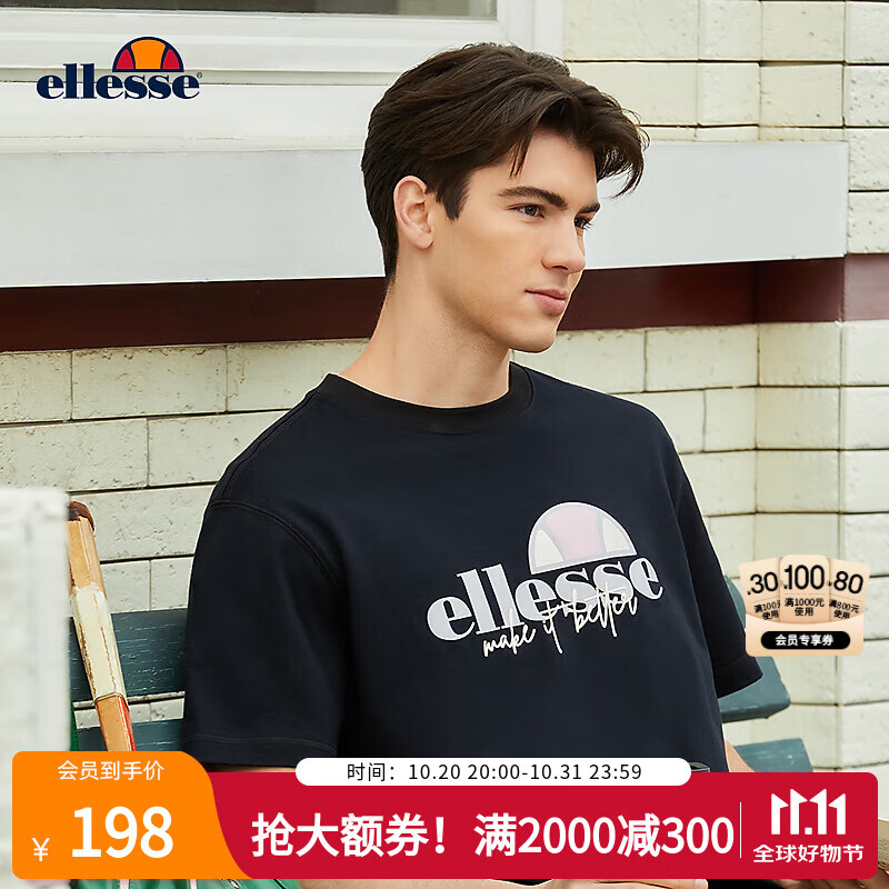 ELLESSE男女款圆领短袖  黑色