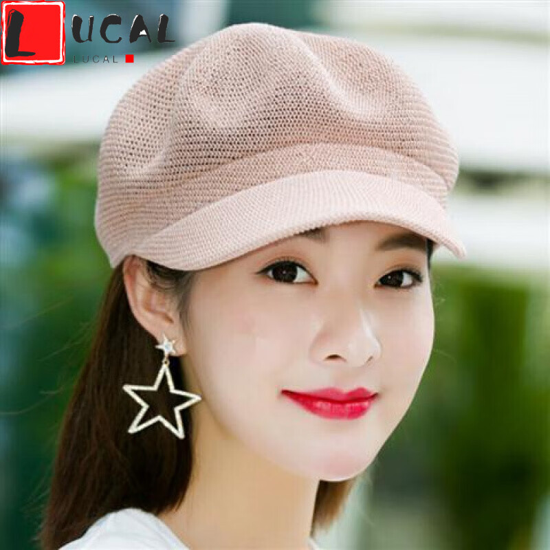 lucaly新品贝雷帽女夏季薄款八角帽帽子女夏天八角帽透气贝雷帽春季