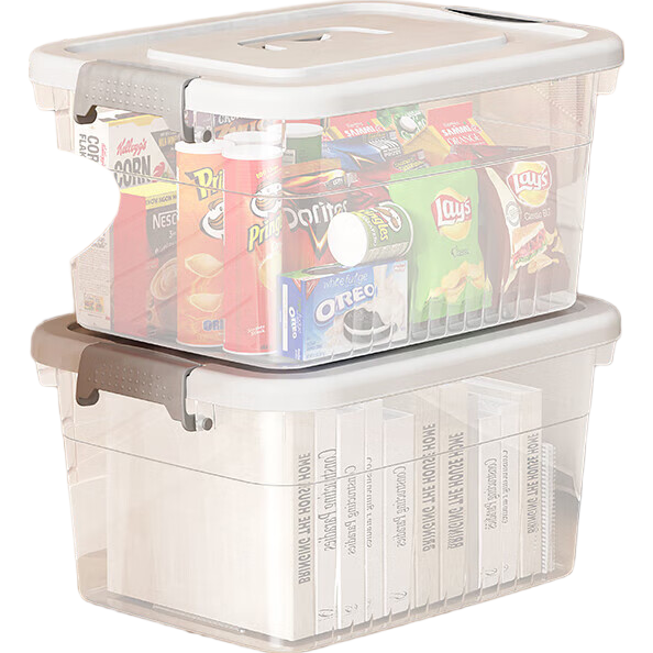 开学季宿舍用塑料透明收纳箱整理箱物品整理收纳盒储物盒收纳箱 透明手提收纳箱-特大号