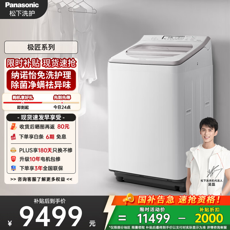 松下（Panasonic）【吴磊推荐】波轮洗衣机全自动11公斤大容量带烘干洗烘一体 纳诺怡除菌除螨家电国家补贴20% F