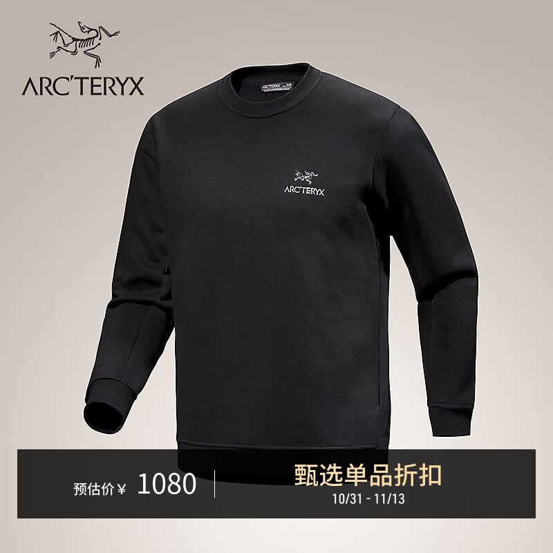ARC'TERYX始祖鸟 EMBLEM FLEECE CREW 男子 抓绒衫 Black/黑色 M