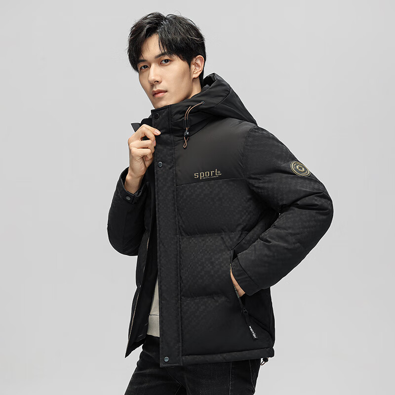 THE URBAN NICE官方品牌连帽羽绒服男冬季新款休闲商务加厚保暖90%白鸭绒面包服 奢华黑【新国标90%白鸭绒】-迷彩款 -官方正品 4XL 码【体重 建议175-190斤】