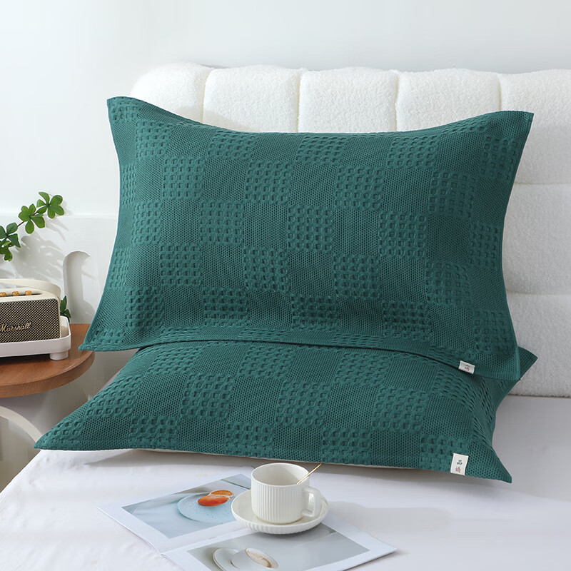 蜜乐暖A类100%纯棉枕巾7A抗菌防螨枕头巾男士防油防汗全棉防脱落枕头套 艾格绿 【新疆长绒棉 7A抗菌防螨】 【棉花晒足3000小时】52x82cm【单只装】