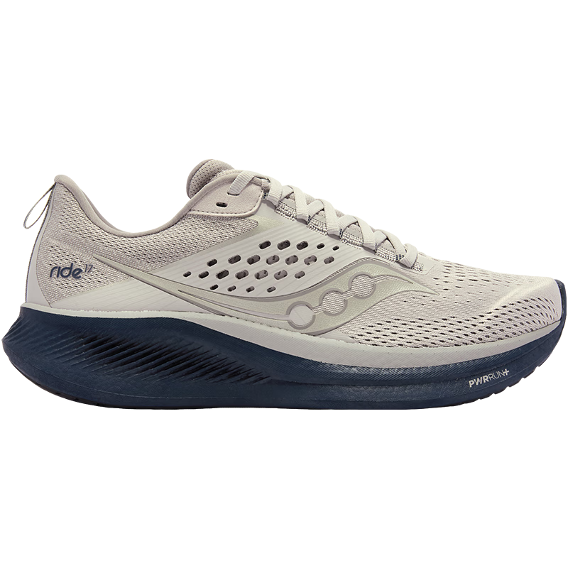Saucony索康尼RIDE馭途17跑鞋男透氣緩震跑步鞋慢跑訓(xùn)練運(yùn)動(dòng)鞋淺灰42.5