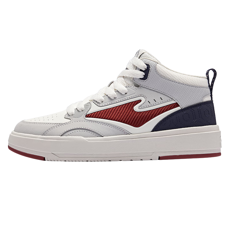 鸿星尔克男鞋高帮板鞋冬季新款厚底加绒棉鞋休闲鞋男子运动鞋子契约4.0 云雾灰/微晶白 42