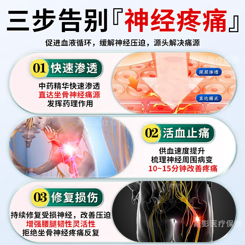 骨神经痛膏药贴专用强效效腰疼腿疼药屁股腰椎间盘突出压迫神经 特效:3盒【屁股 坐骨神经专用】