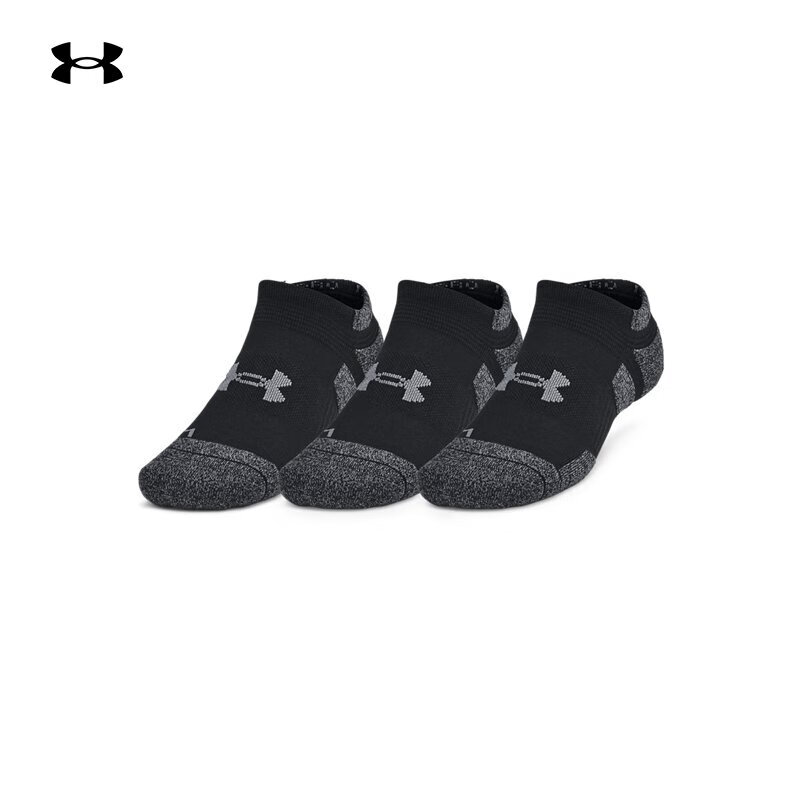 安德玛（Under Armour）UA秋冬Tech Pro男女情侣轻质训练运动浅口袜-3双装1386532 黑色001 M