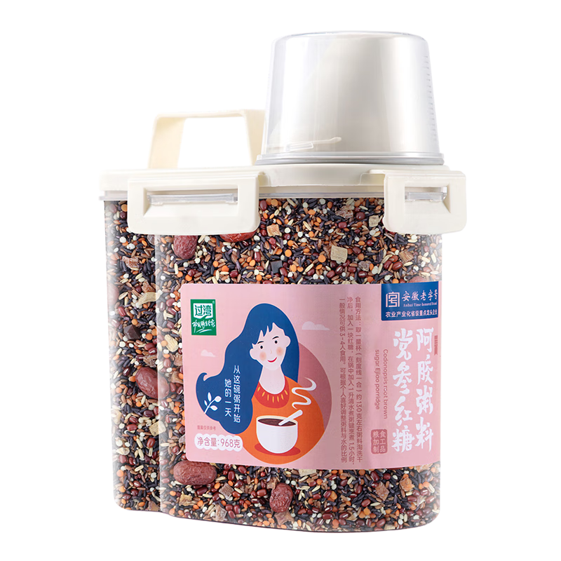 过湾党参红糖阿胶粥料968g 五谷杂粮粥料营养代餐早餐粥米粗粮