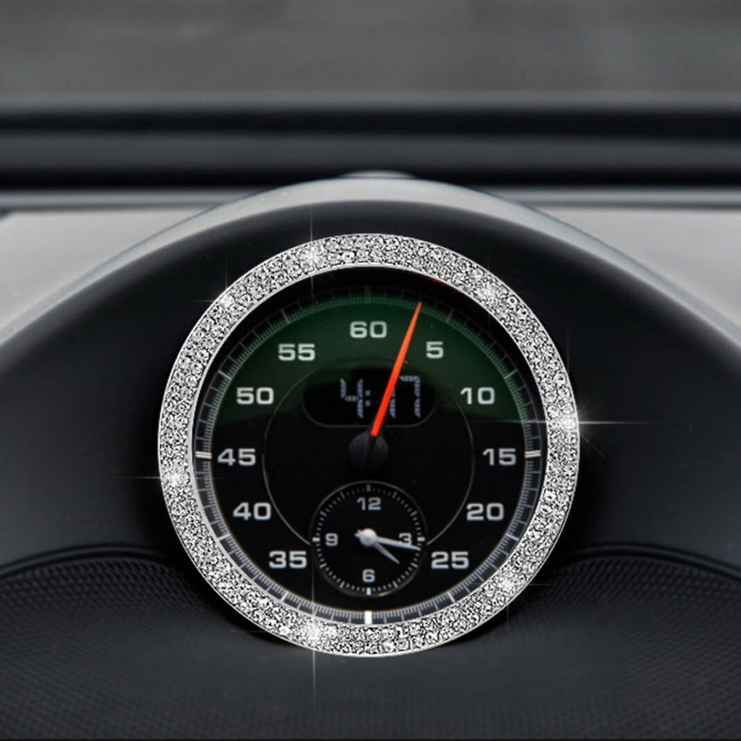 语森忆适用于于保时捷罗盘装饰圈卡宴macan911内饰改装时钟镶钻装饰框