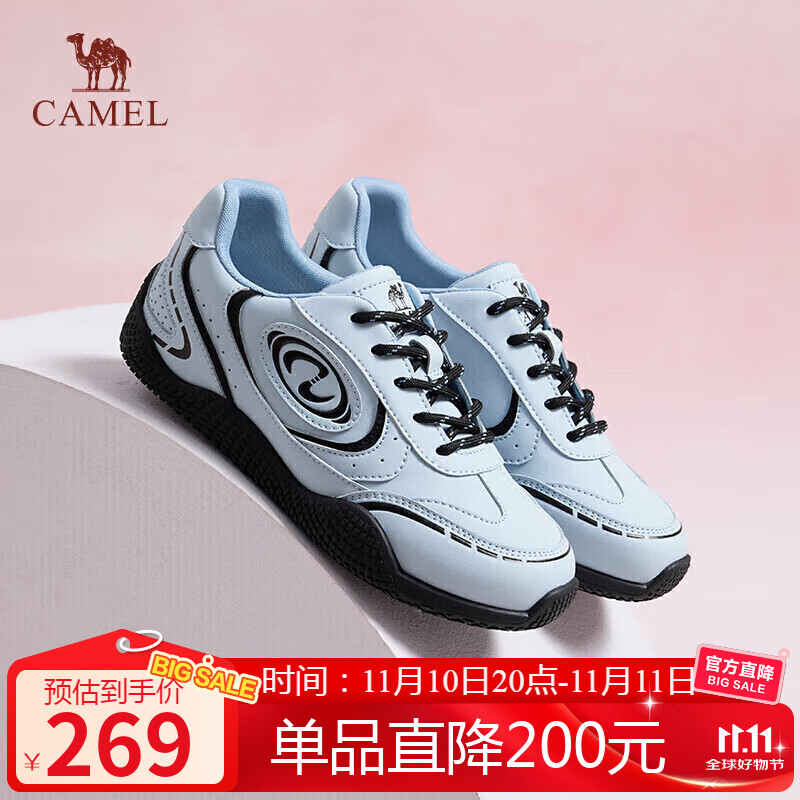 骆驼（CAMEL）【王俊凯同款】月牙2.0德训鞋女运动休闲鞋 L25S577059C 蓝色 37