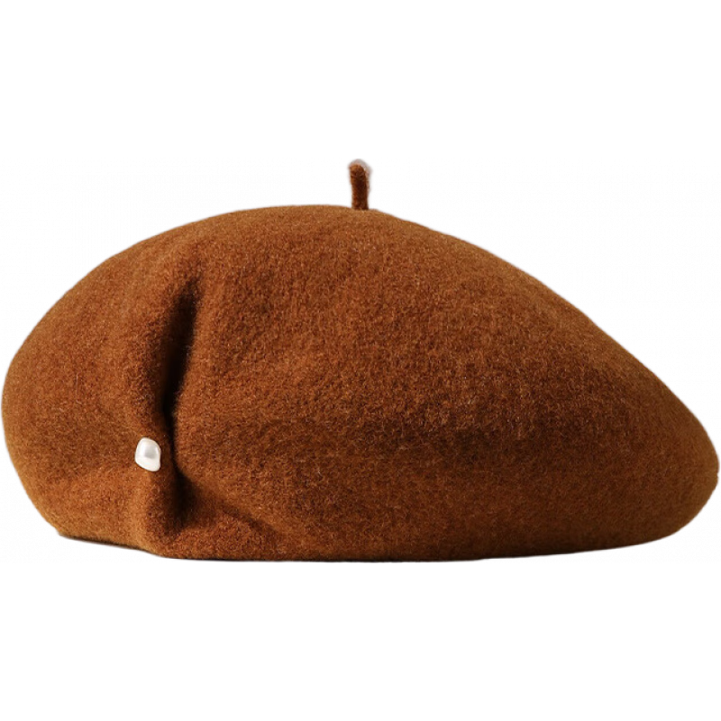 瑪芮百利(Mauro Poli)日系棕色呢貝雷帽女秋冬新款英倫畫家帽子百搭復古女款蓓蕾帽 棕色 可調(diào)節(jié)M(55-58cm)