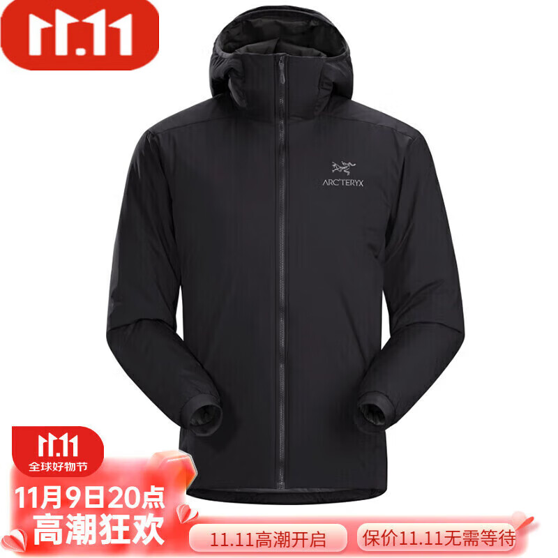 始祖鸟Atom （LT）Hoody 保暖男士棉服 男款连帽外套夹克 男装上衣棉衣圣诞礼物 Black (JDBS) XL(建议95-110kg)