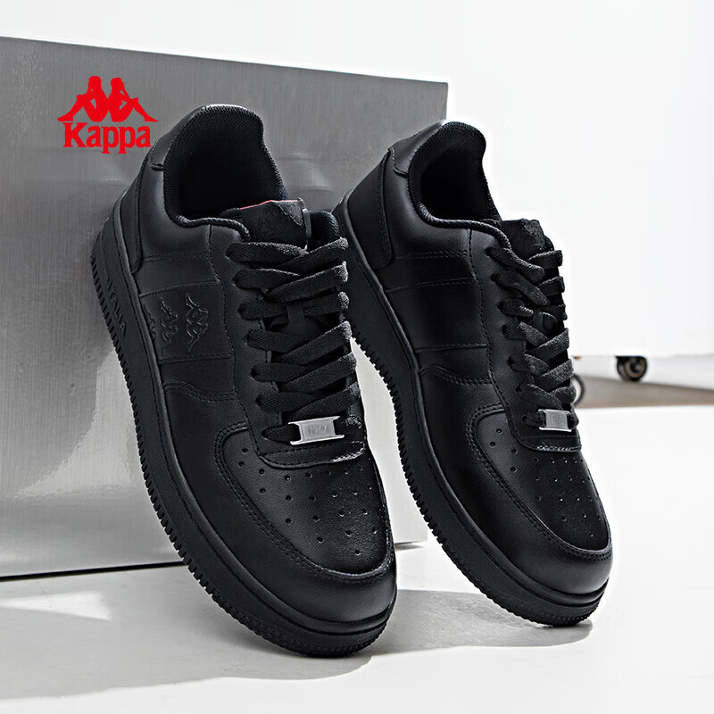 Kappa卡帕女鞋情侣鞋增高板鞋女2025冬季新款透气小白鞋女休闲运动鞋女 黑色 37