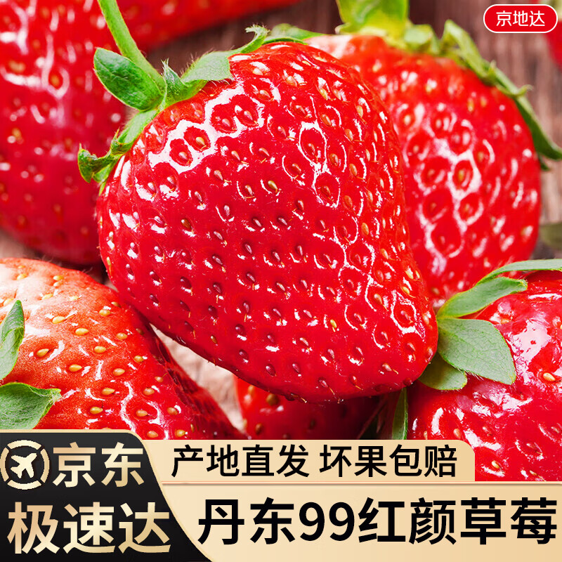 京地达丹东99草莓大草莓单果35g+净重2.8斤红颜草莓水果源头直发包邮