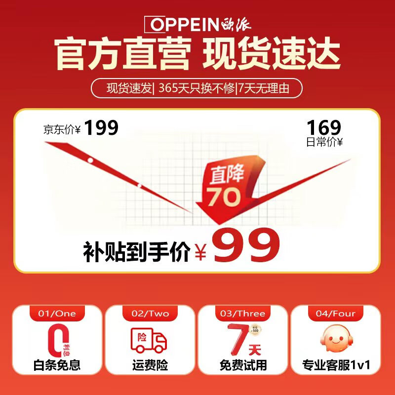 欧派（OPPEIN）筋膜枪按摩器肩颈腰背按摩仪肌颈膜枪专业级迷你便携式健身肌肉放松父母亲节春节情人七夕礼物男女 【极影白】6档+变速压感+持久续航+4种按摩头