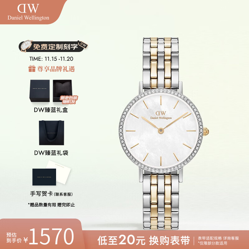 丹尼尔惠灵顿（DanielWellington）dw手表女 星环手链流金表系列石英腕表欧美表 生日礼物送女友 冰川白28