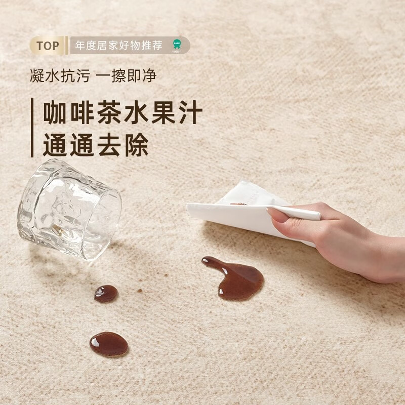 鸿荔达地毯客厅2026新款免洗可擦卧室床边地垫防水免打理奶油风定制高级 印花-溪鎏 100cm*200cm 【推荐小客厅】