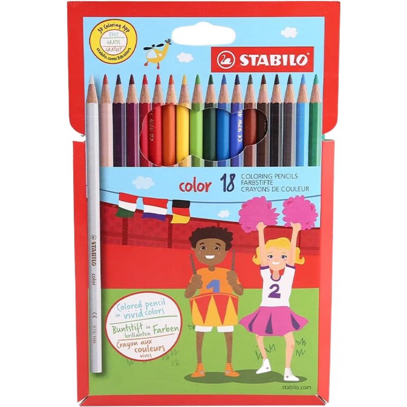 STABILO德国思笔乐彩色铅笔12/24/30色油性彩铅儿童学生用19系列彩铅新款 18色-套装