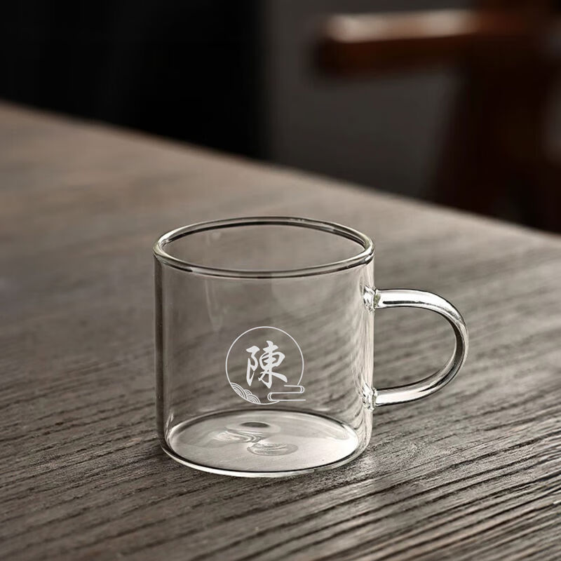 硅玻璃杯带把手红茶水杯子茶壶耐热可电陶炉加热 130ml红茶杯百家姓陈