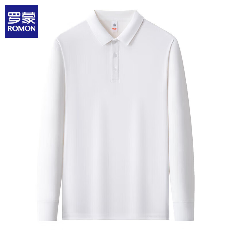罗蒙（ROMON）长袖t恤男士2025秋季新款商务休闲翻领纯色打底衫男装上衣 天蓝 XL