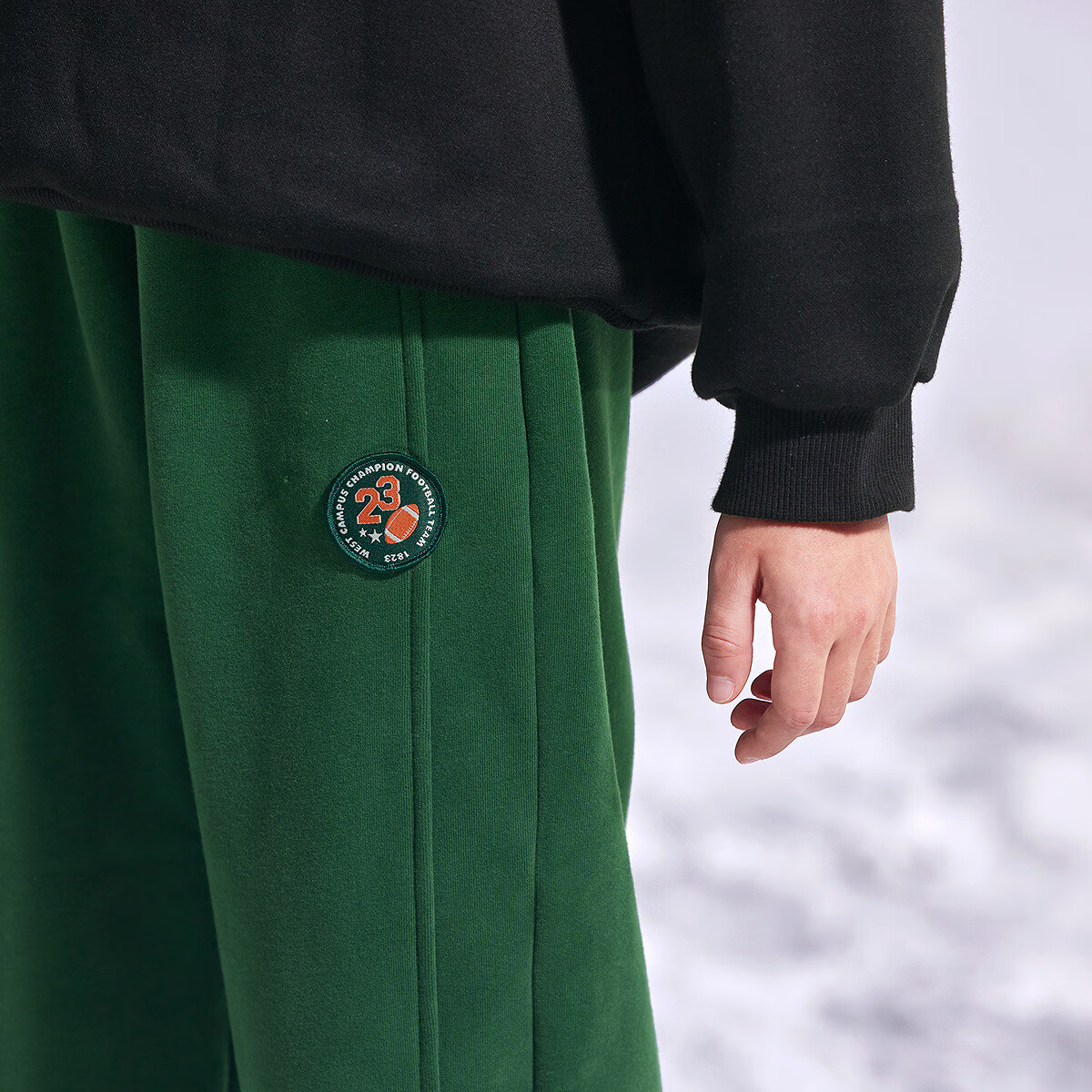 马骑顿（MQD）冬款童装儿童学院直筒时尚百搭宽松日韩风休闲裤 墨绿 110