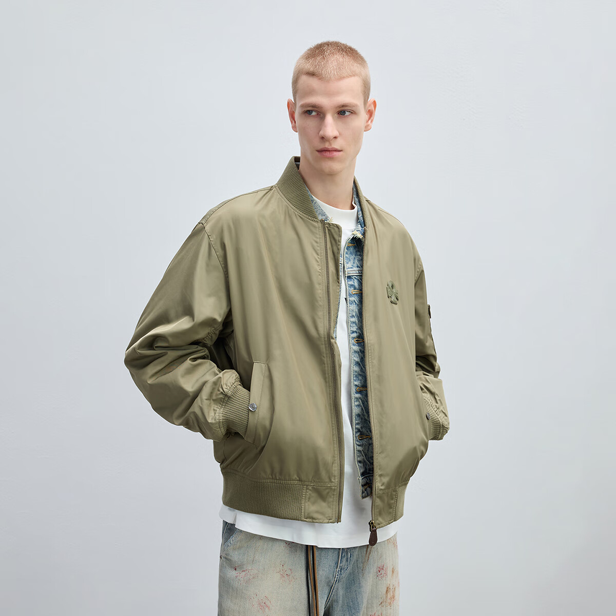 CHINISM CH赤尘美式MA1飞行夹克男士秋季新款潮流通勤棒球服休闲简约外套 绿色 S