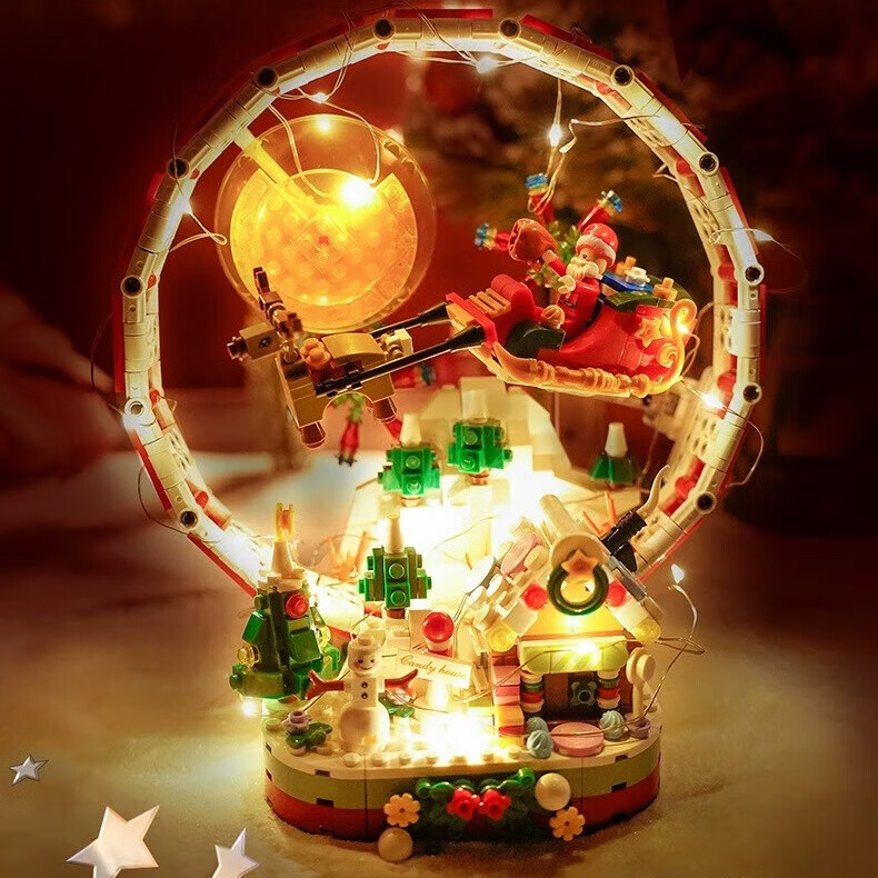 哲高圣诞节礼物创意拼装积木圣诞摩天轮圣诞老人玩具送朋友男女生 圣诞摩天轮（带灯光）-878PCS