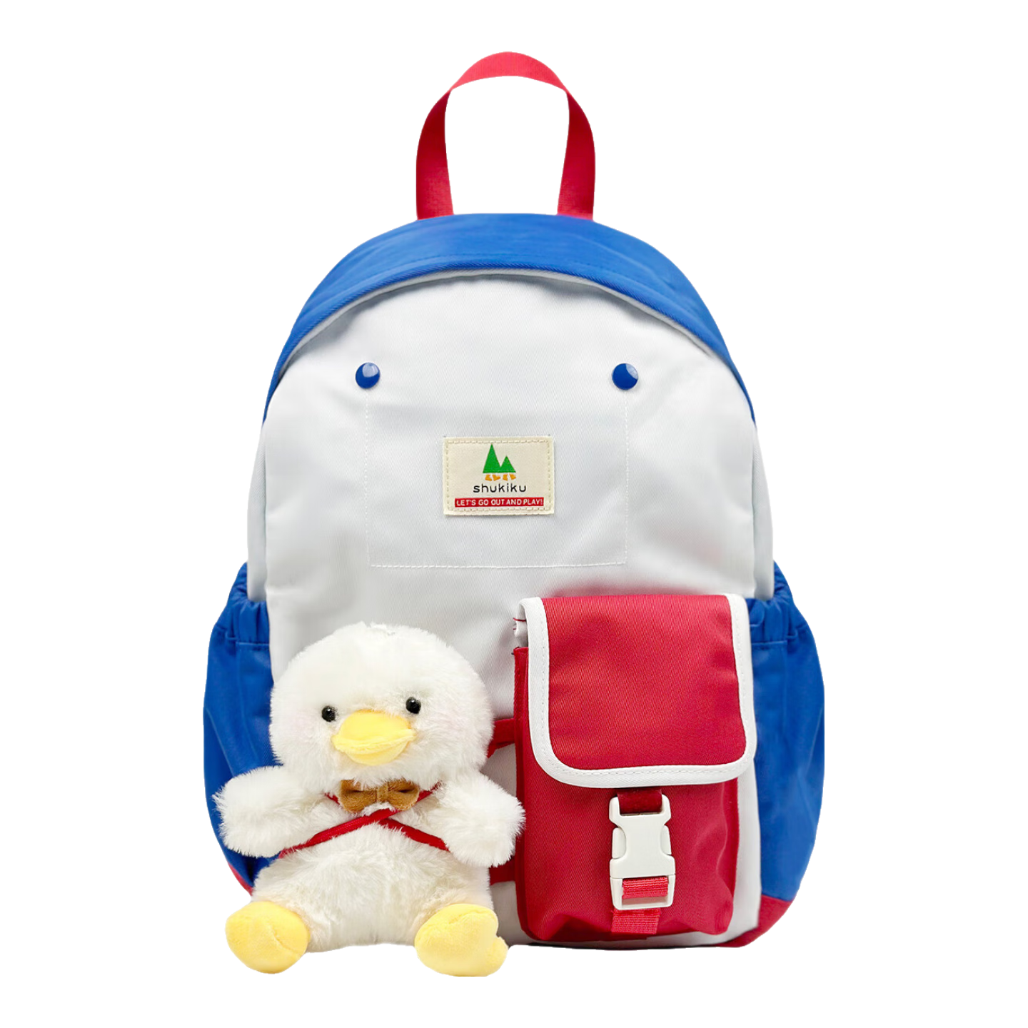 SHUKIKU乐兜兜儿童公仔双肩包幼儿园书包小学生防泼水背包 慕斯苹果（附鸭子玩偶） M码（幼儿园小书包，小学生旅游包，放13寸平板）