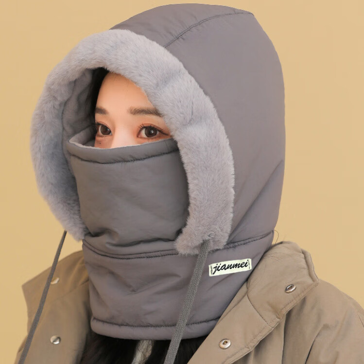 迈雷驰男女冬季户外骑行电动车防寒挡风棉帽子加绒厚头套滑雪面罩 黑色【防风保暖】 男女通用