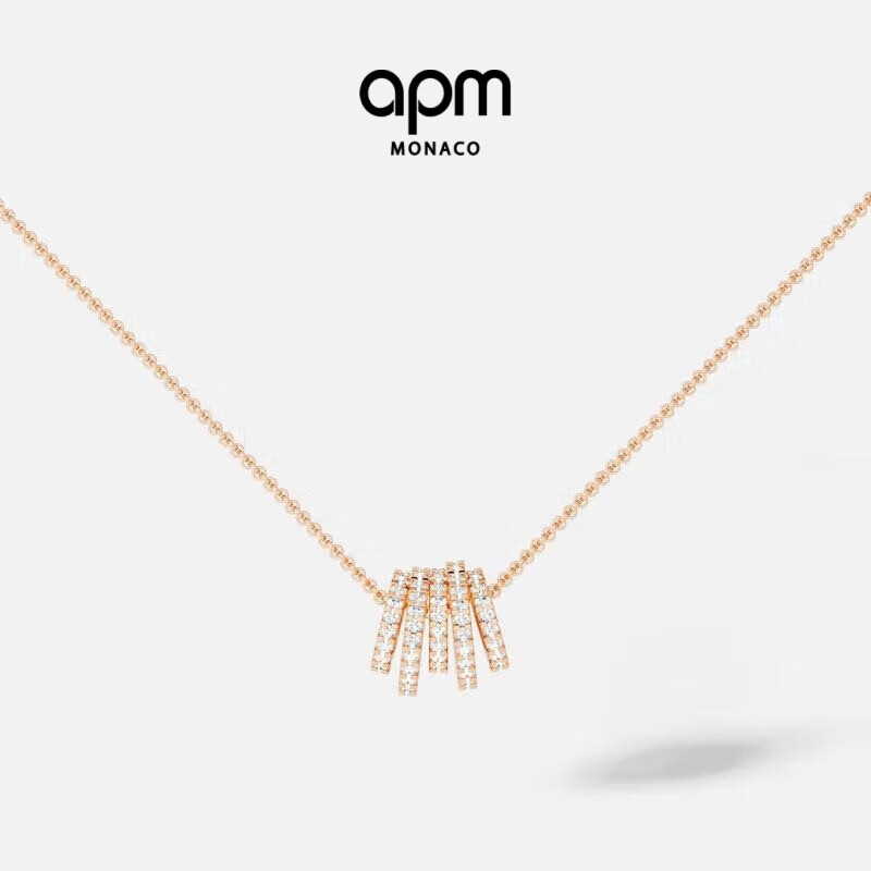APM Monaco多圈白色闪锆吊坠可调节项链颈链饰品礼物毛衣链