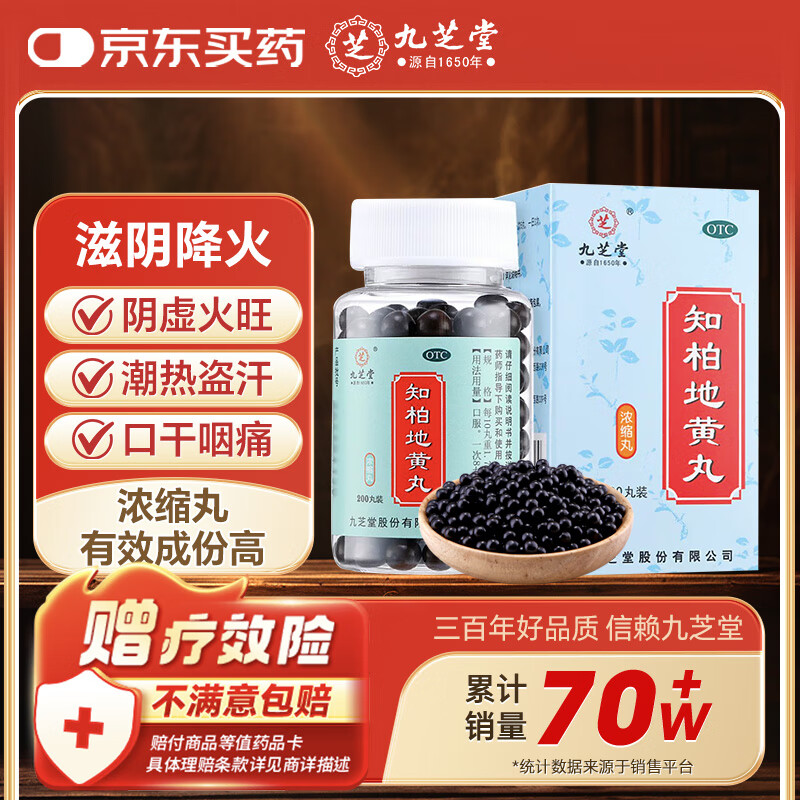 九芝堂 知柏地黄丸（浓缩丸）200丸  滋阴降火 用于阴虚火旺潮热盗汗
