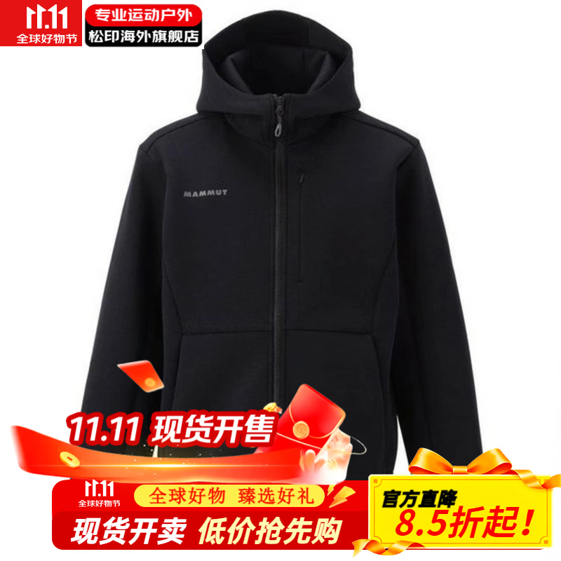 猛犸象（MAMMUT）男士休闲外套上衣亚洲版夹克拉链连帽衫1014-04980日本直邮 0001：black XL