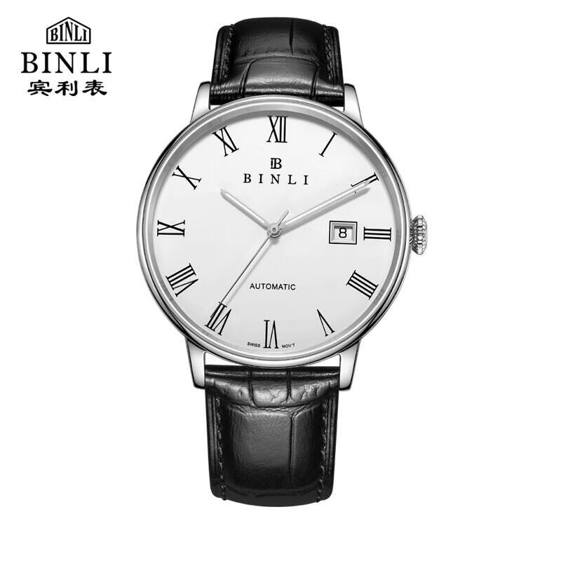 宾利手表男2022新款薄全自动机械表皮带简约防水男士手表6082 黑色