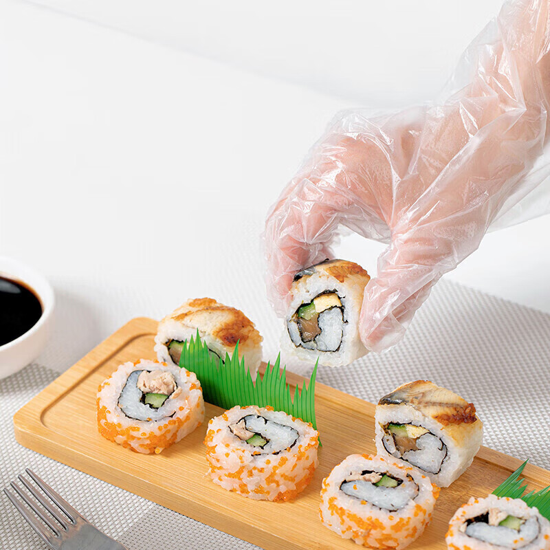 CHAHUA一次性手套食品级卫生透明大号pe抽取式手套300只 加厚款