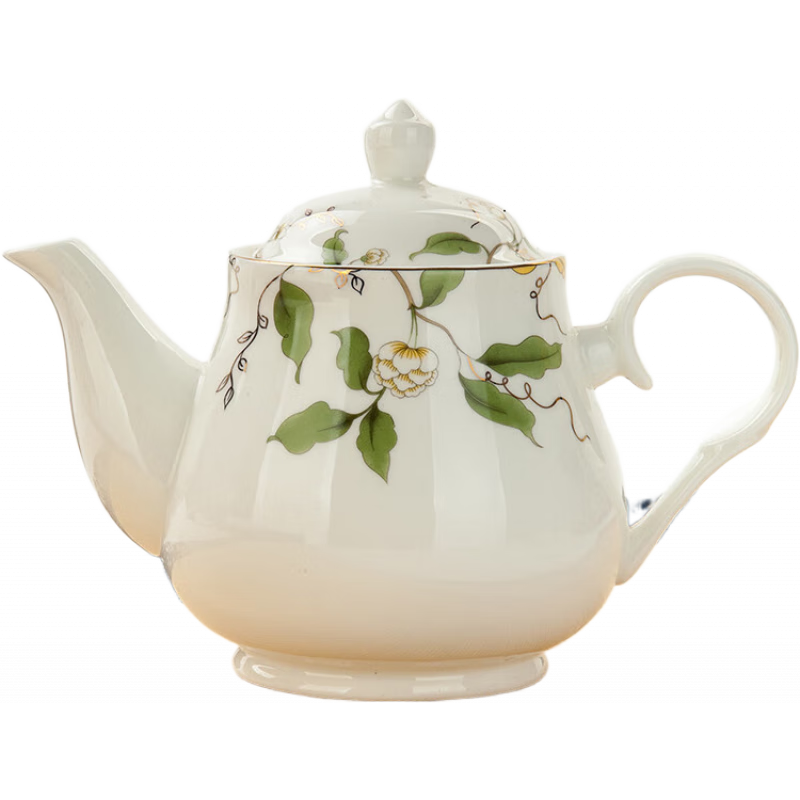 金嵐玉瓷中式茶壺大號小號單壺骨質(zhì)瓷花茶壺泡茶壺小壺玉蘭壺 香榭麗舍-玉蘭壺1個(gè) 800ml