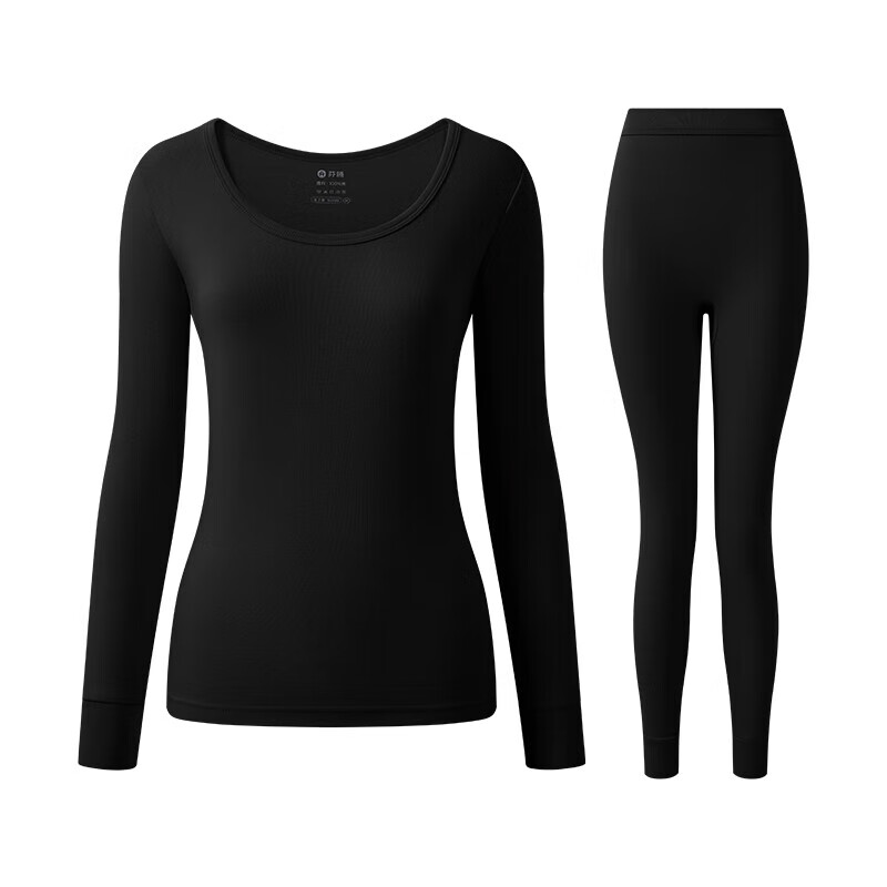 芬腾保暖内衣【纯棉 防静电】2025情侣圆领温暖打底套装秋衣秋裤 女款-黑色 L
