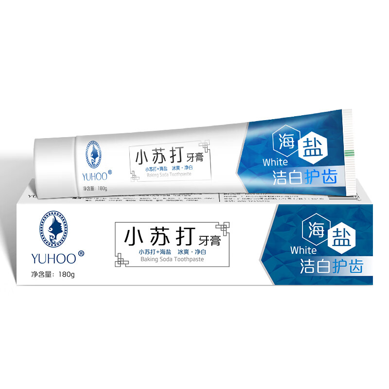 媛后牙膏海盐小苏打亮白牙膏减轻烟渍牙渍茶渍洁牙口腔护理清新口气 海盐小苏打牙膏180g*6盒
