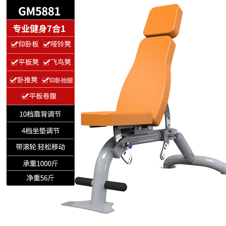 雷克商用高端啞鈴凳健身椅臥推凳飛鳥劃船凳健身房教練健美健身凳 銀色