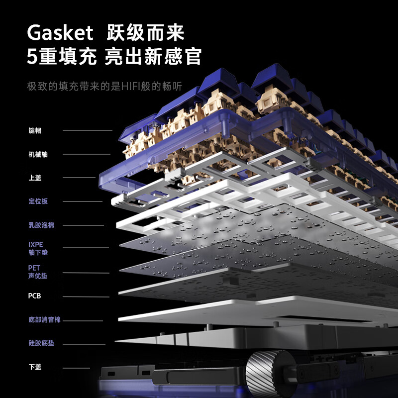 达尔优Cool98 电竞游戏机械键盘客制化三模无线星环灯带透明键盘三角洲无畏契约FPS网页双驱动全键热插拔 动力紫(桃C拿铁轴)