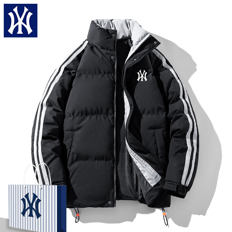 MLB&amp;NY 潮牌【奥莱专区】大码秋冬羽绒服男士宽松立领加厚子外套潮牌休闲 黑色 2XL