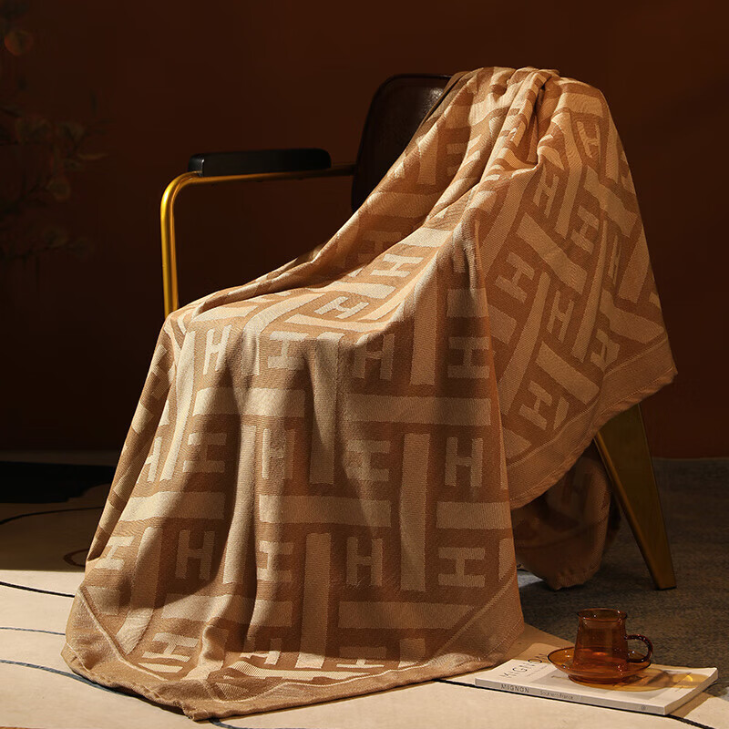 DEATKN德国头等舱航空毯飞机毛毯办公室午睡毯盖毯沙发毯子礼品空调毯毛 字母H-卡其