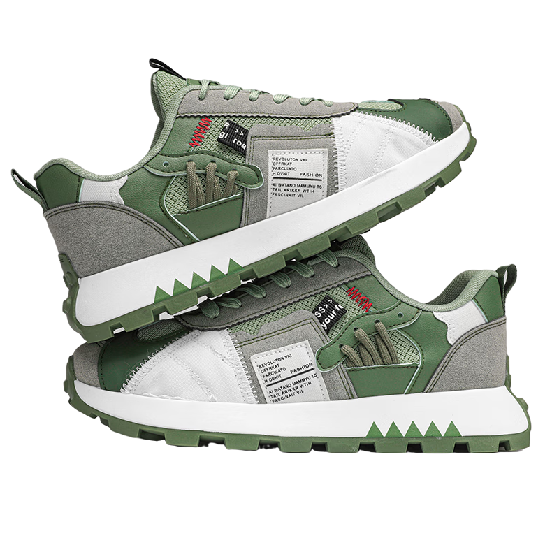 真维斯（Jeanswest）男鞋运动鞋潮流板鞋百搭解构风透气休闲鞋子男阿甘鞋 绿色 39