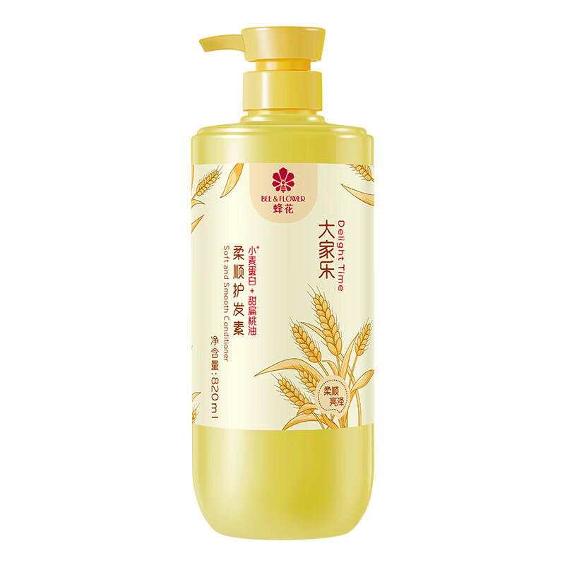 蜂花（BEE&FLOWER）大家乐护发素柔顺滋润女男士修护干枯毛躁大容量持久留香顺滑染烫 820ml