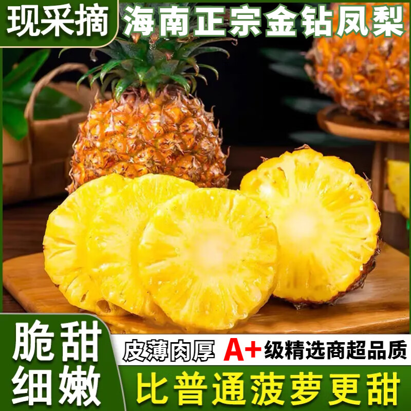 十里馋海南金钻凤梨当季水果手撕菠萝香水新鲜小菠萝整箱批发 2枚超值装 单果400g+ 净重2.5-3斤